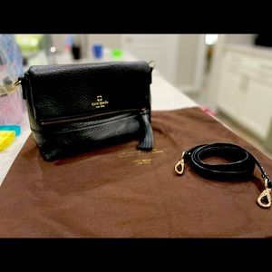Kate Spade solid black pebbled leather handbag